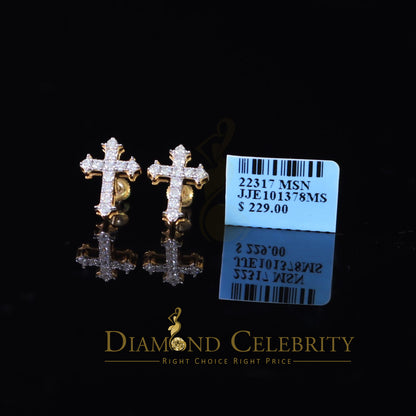 DiamondCelebritees 1.00ct Moissanite Yellow 925 Sterling Silver Women's Cross Earrings