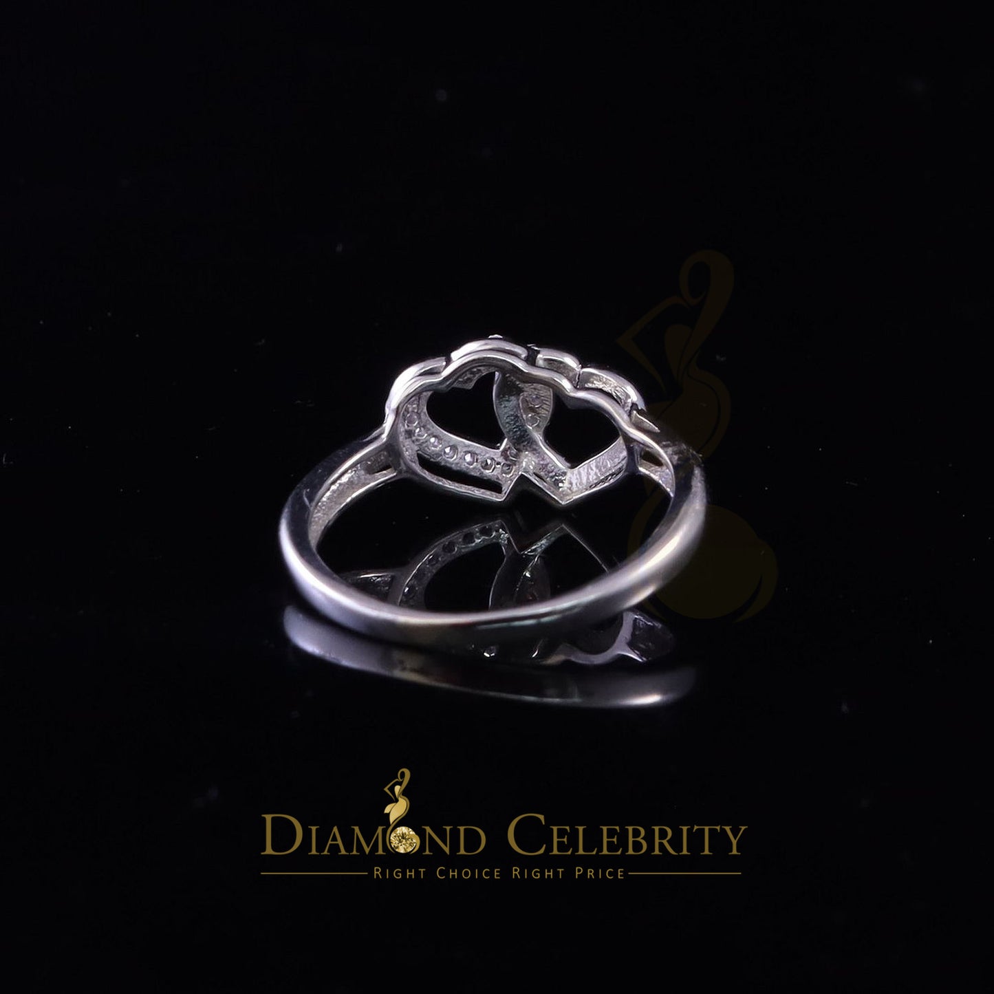 DiamondCelebritees 0.20 ct Cubic Zirconia 925 Sterling White Silver Heart Womens/Men's Ring Size 7
