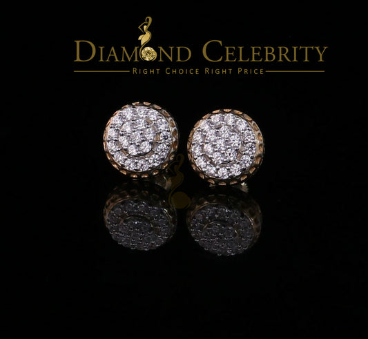 DiamondCelebritees  3.45ct Cubic Zirconia 925 Yellow Silver Women's & Men's Hip Hop Round Earrings
