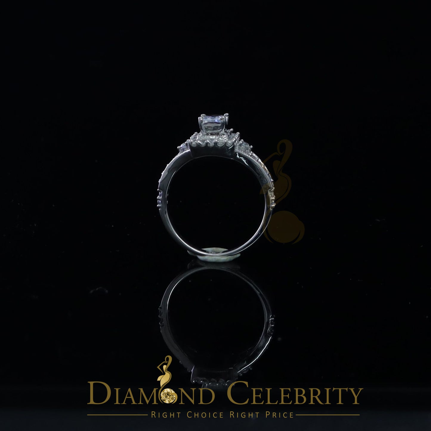 DiamondCelebritees 1.0CT 925 Sterling Silver White Ladies Ring Cubic Zirconia Ring Size 7