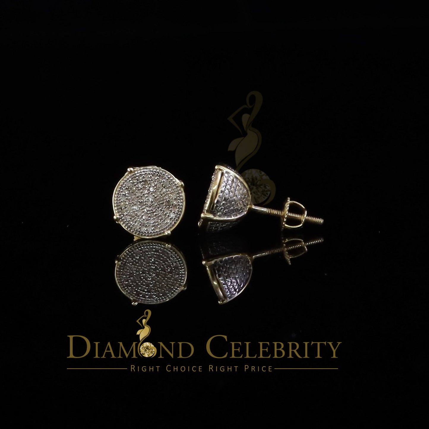 DiamondCelebritees Yellow 925 Sterling Silver 0.30ct Diamond For Women's/ Men's Stud Round Earrings
