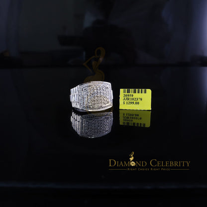 Big Mirage Set Rectangle 0.40ct Real Diamond 925 White Silver Mens Ring Size 10