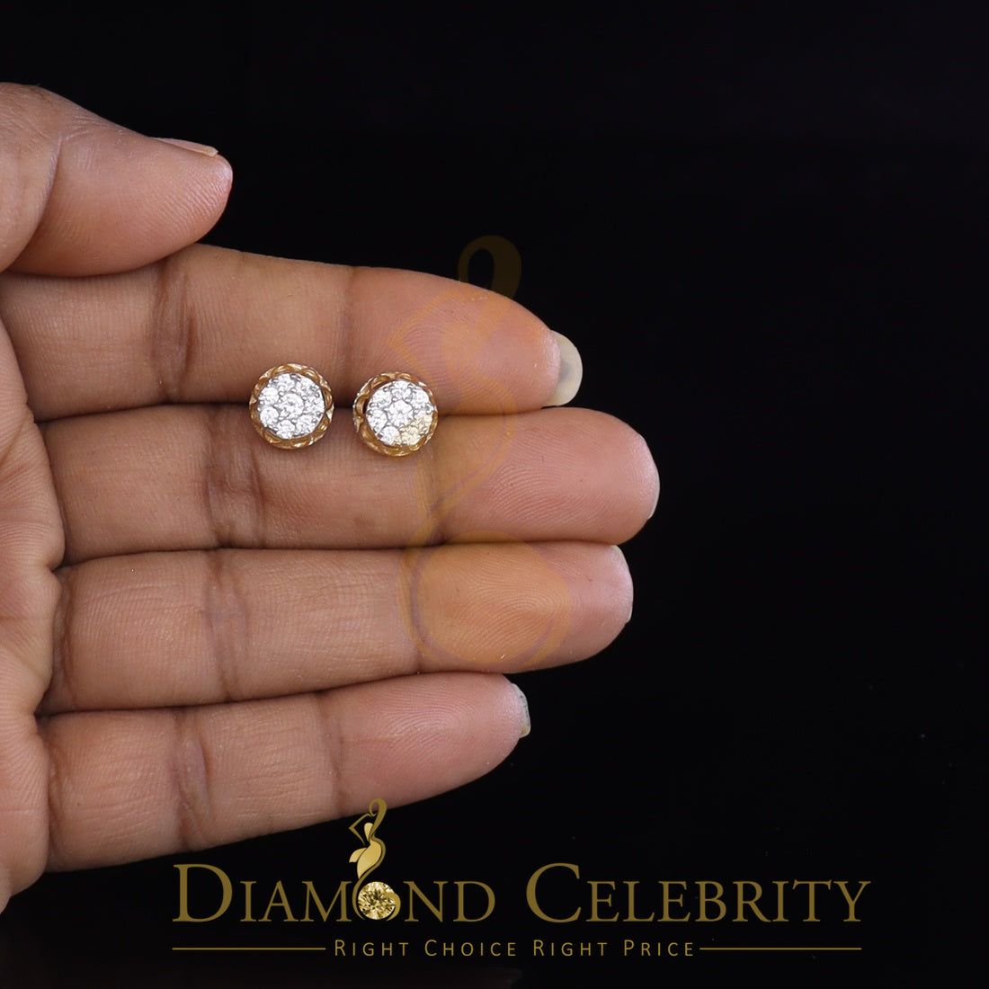 DiamondCelebritees  1.14ct Cubic Zirconia 925 Yellow Silver Women's & Men's Hip Hop Flower Earrings