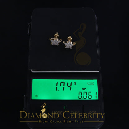 DiamondCelebritees 10K Real Yellow Gold Real Diamond 0.50CT Men's/Women's shape Star Stud Earrings