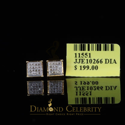 DiamondCelebritees 0.10ct Diamond Stud Earrings For Women Yellow 925 Silver Stud For Men