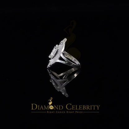 DiamondCelebritees 925 Silver White CZ Stone Blessed Virgin Mary Miraculous Medal Women Ring SZ 8