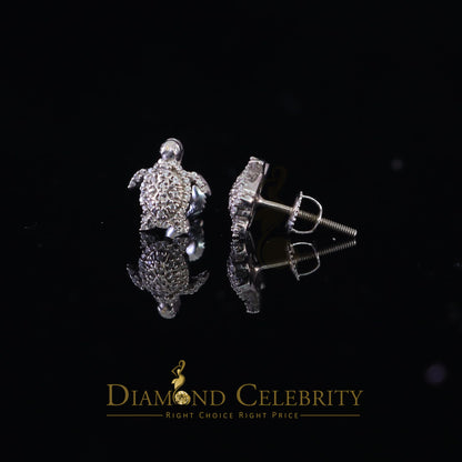 DiamondCelebritees  925 Sterling White Silver 0.50ct Cubic Zirconia Turtle Earrings Women & Men's