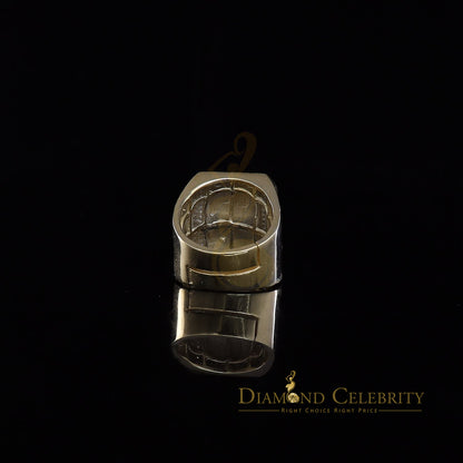 Men's 0.25CT Silver Diamond Yellow Square Adjustable Ring From Size 10 to 12