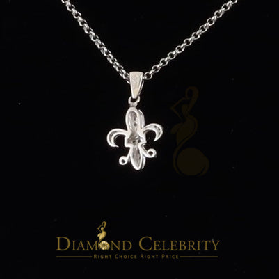 DiamondCelebritees Beautiful Sterling Silver Fleur De Lis White Pendant with 0.17ct Cubic Zirconia