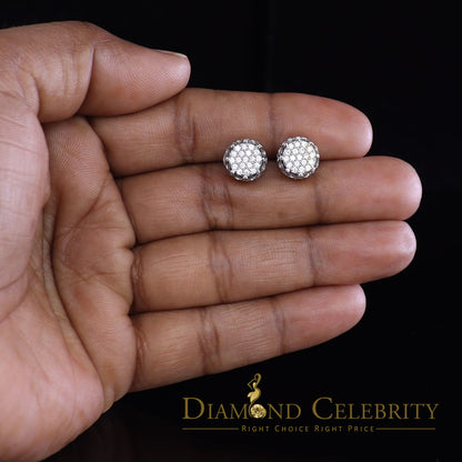 DiamondCelebritees  925 White Sterling Silver 0.58ct Cubic Zirconia Women's Hip Hop Flower Earrings