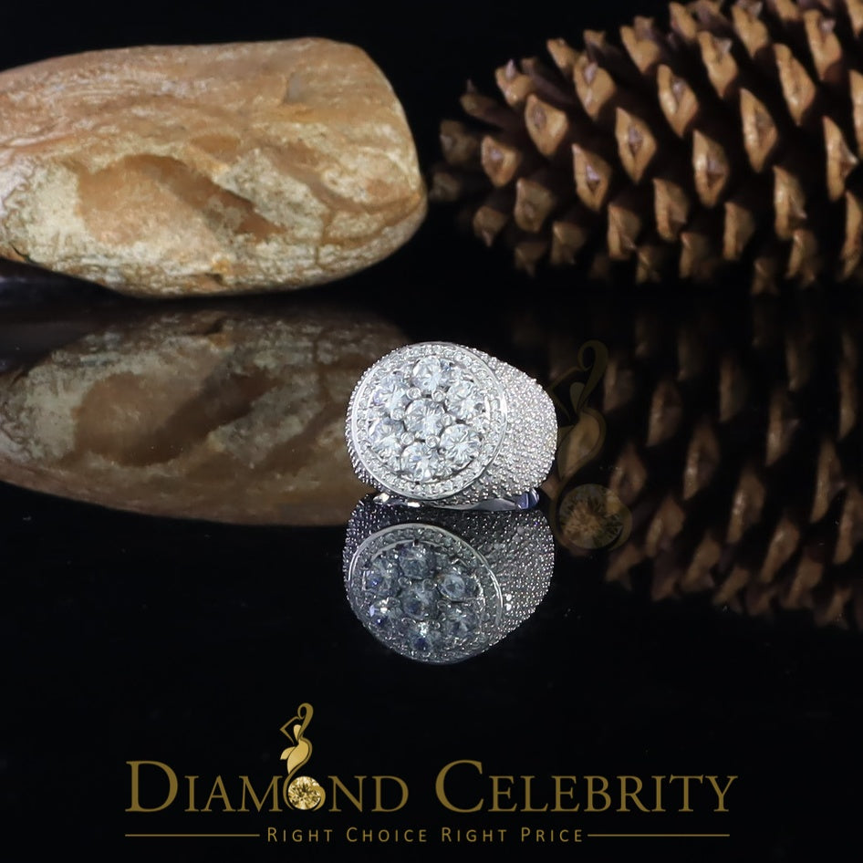 DiamondCelebritees Men's 12.5ct Cubic Zirconia white Silver Round Adjustable Ring From SZ 11 to13