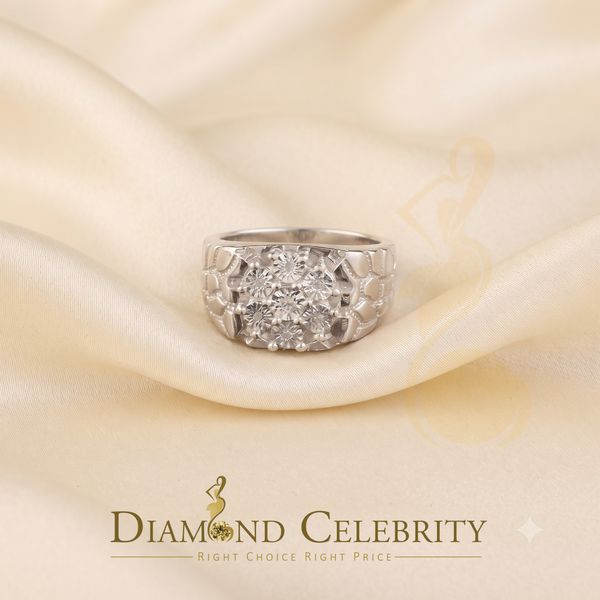 DiamondCelebritees 0.05CT Real Diamond 925 Sterling White Silver Fashion Flower Womens Ring Size 9
