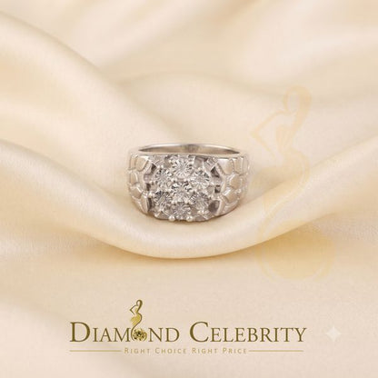 DiamondCelebritees 0.05CT Real Diamond 925 Sterling White Silver Fashion Flower Womens Ring Size 9