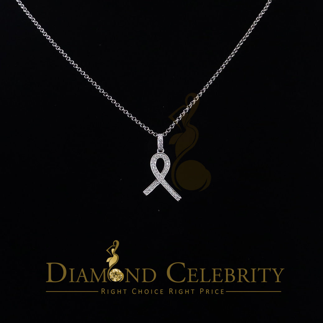DiamondCelebritees White Ribbon Shape Pendant 925 Sterling Silver with 0.26ct Cubic Zirconia stone
