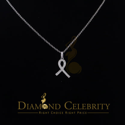 DiamondCelebritees White Ribbon Shape Pendant 925 Sterling Silver with 0.26ct Cubic Zirconia stone