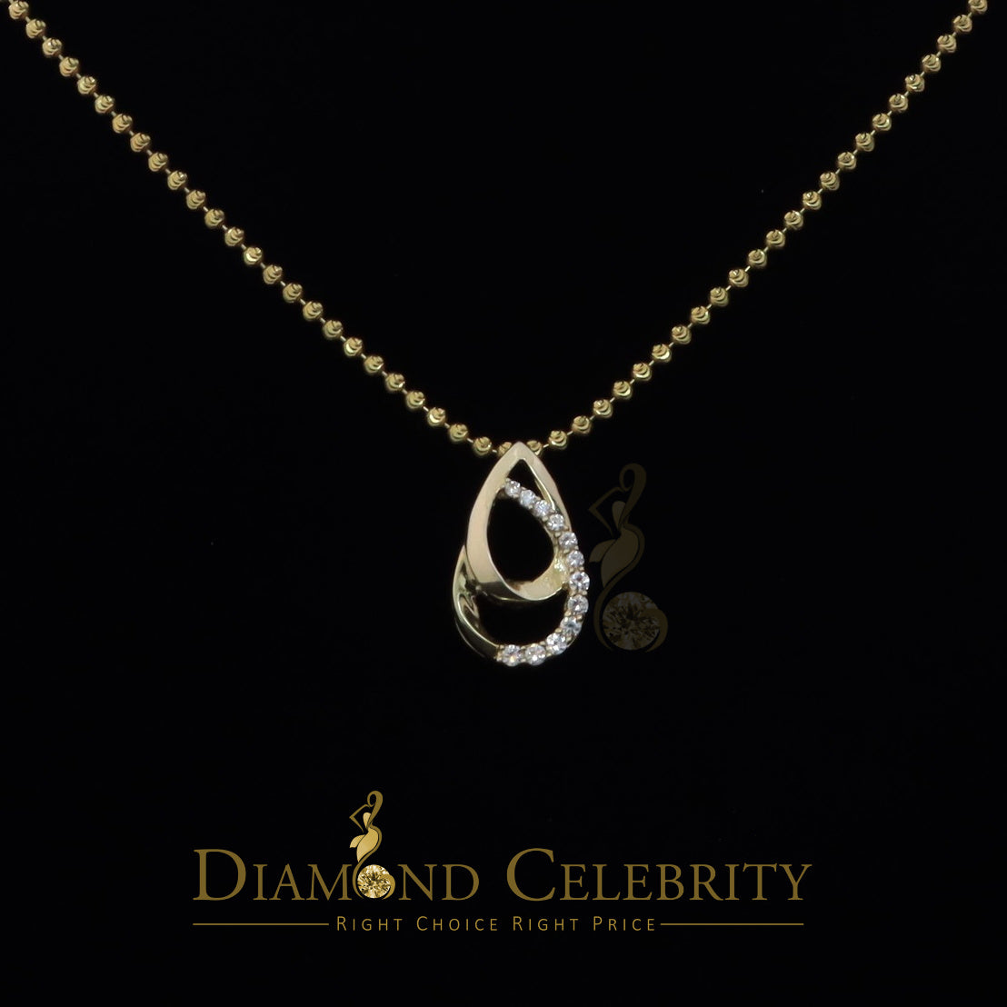 DiamondCelebritees Sterling Yellow Silver Pear Fashion Pendant with 0.00ct Cubic Zirconia Stone