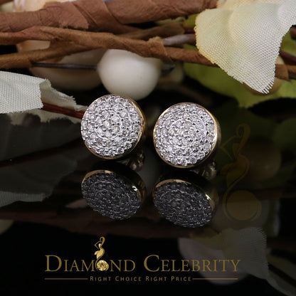 DiamondCelebritees 10K Real Yellow Gold Real Diamond 0.75CT Men's/Women's Stud Round Earring