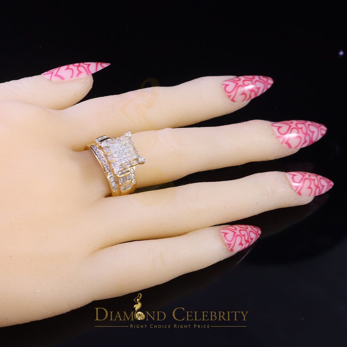 DiamondCelebritees 925 Yellow Square 2.34 ct Cubic Zirconia Silver Engagement Men's Ring Size 9