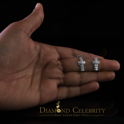 Diamondcelebritees 1.00ct Moissanite White 925 Silver Women's Dangling Cross Fish Hook Earrings