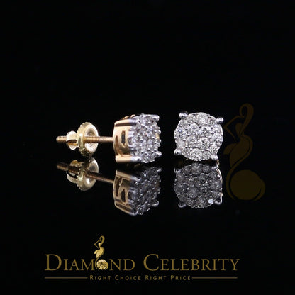 DiamondCelebritees 0.50CT Real Diamond 10K Real Yellow Gold Men's/Women's Stud Round Earring