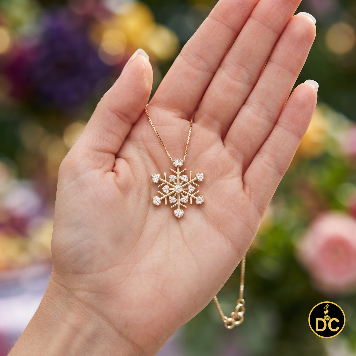 DiamondCelebritees  925 Sterling Silver Genuine 0.01ct Diamond Snowflake Cluster Pendant Necklace