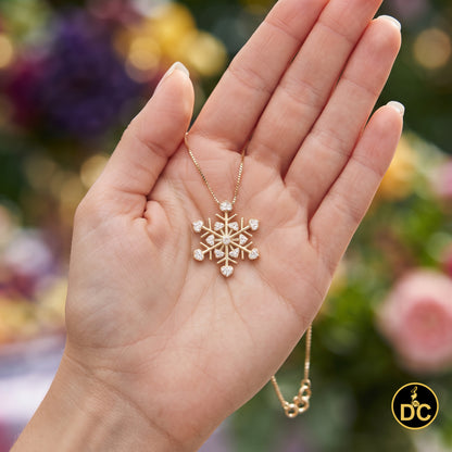 DiamondCelebritees  925 Sterling Silver Genuine 0.01ct Diamond Snowflake Cluster Pendant Necklace