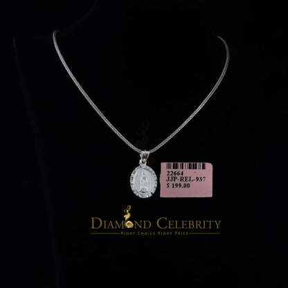 DiamondCelebritees 925 Sterling Silver Lady Guadalupe Men's/ Women's Pendant White Religious