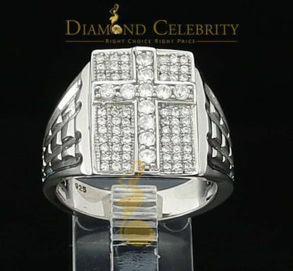 DiamondCelebritees 925 Silver White Cubic Zirconia 2.00ct Wide Square Men's Engagement Ring Size11