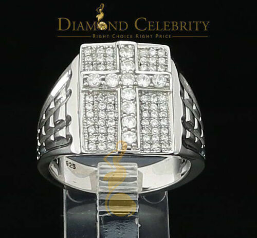 DiamondCelebritees 925 Silver White Cubic Zirconia 2.00ct Wide Square Men's Engagement Ring Size11