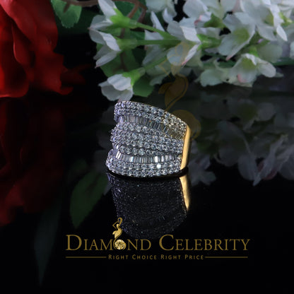 DiamondCelebritees 7.75ct Round/Baguette Cubic Zirconia Cocktail Yellow Sterling Silver Ring Size 7