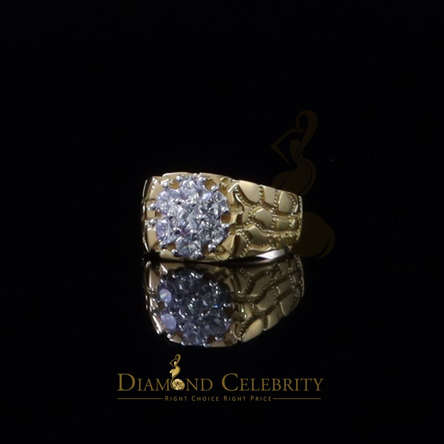DiamondCelebritees 925 Yellow Sterling Silver 2.34ct Cubic Zirconia Promise Flower Ring Size 9