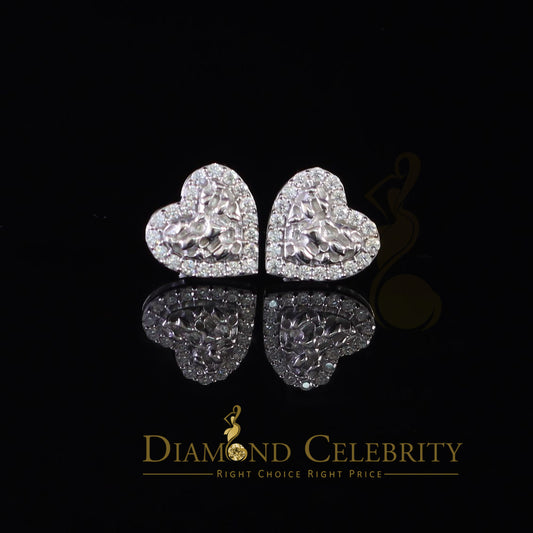 Diamondcelebritees 1.50ct Moissanite White 925 Sterling Silver Women's Heart Shape Nugget Earrings