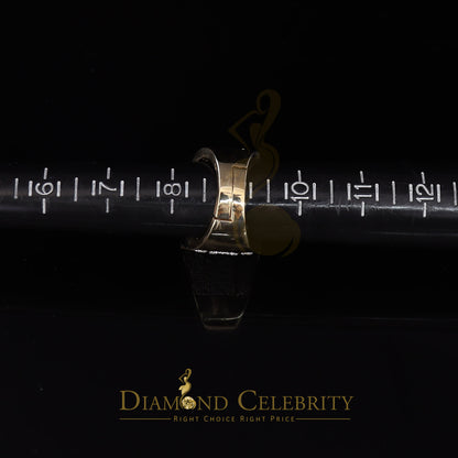 DiamondCelebritees 925 Silver Yellow 8.40ct Cubic Zirconia Wide Men Adjustable Ring From SZ 9 to 11