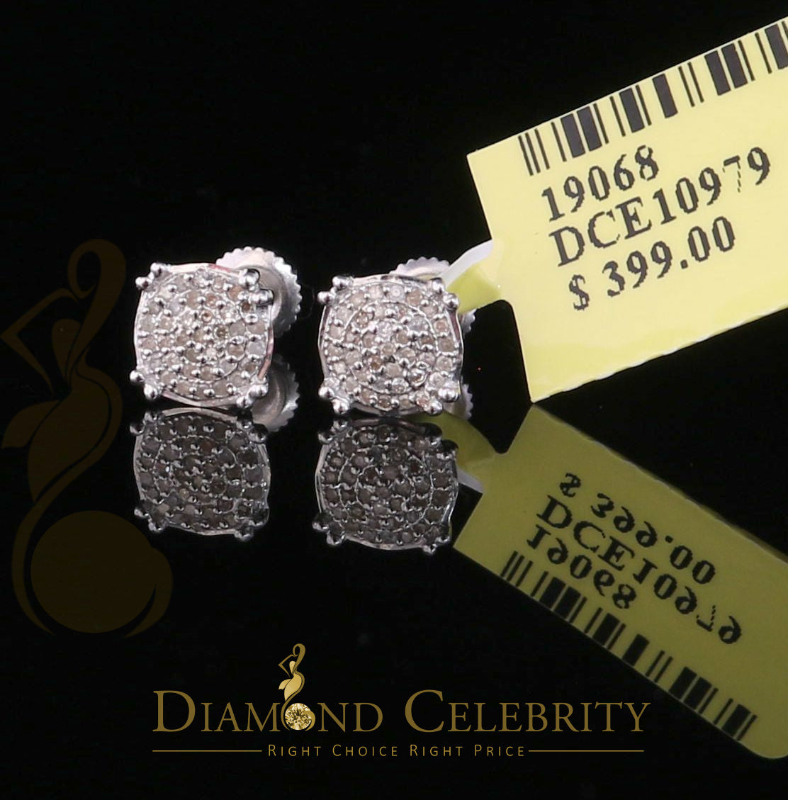 DiamondCelebritees 0.15ct Round Diamond 925 Sterling Silver White For Men's / Women's Earrings
