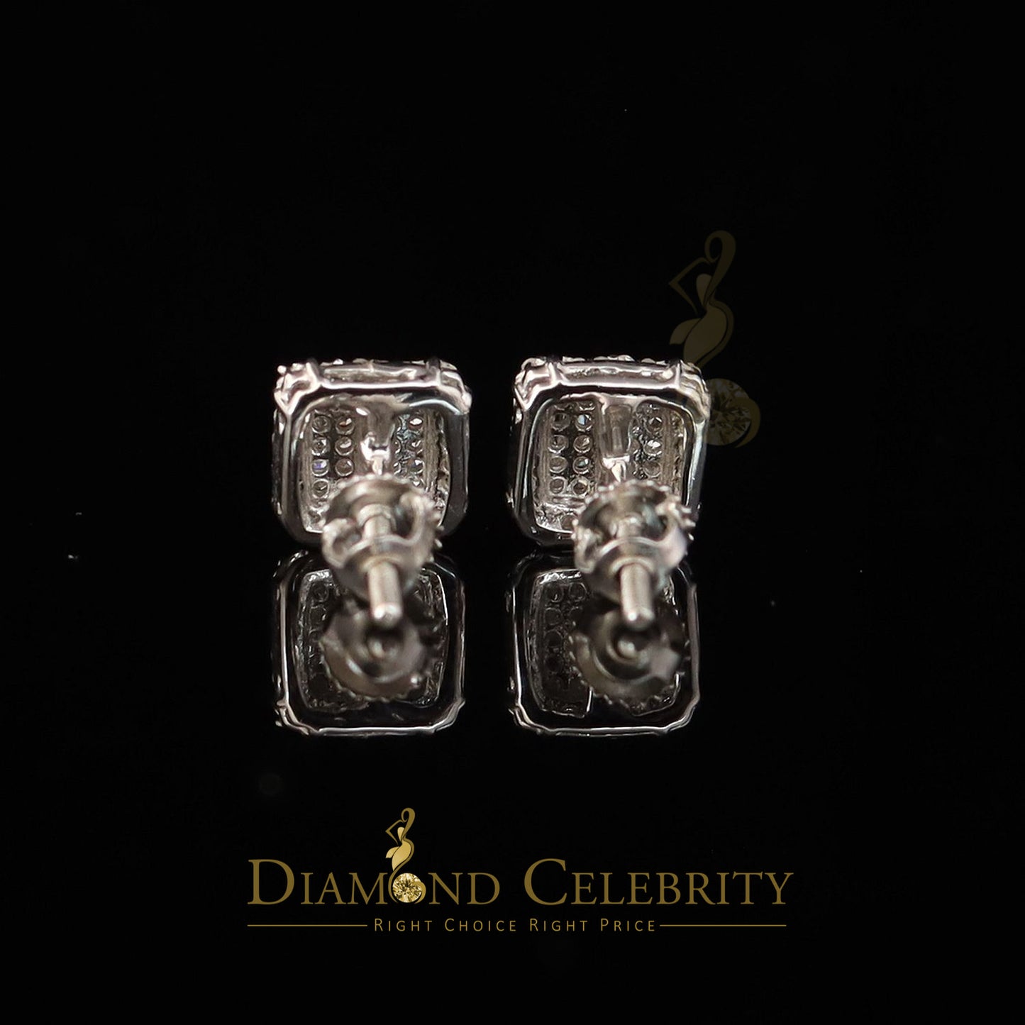 DiamondCelebritees 0.25ct Diamond 925 stud Sterling Silver White Square Earring For Men / Women