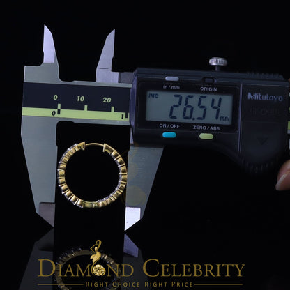 DiamondCelebritees 4.00ct Moissanite Yellow 925 Sterling Silver Women's In and Out Hoop Earrings