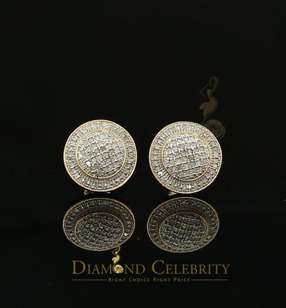 DiamondCelebritees Aretes Para Hombre Square 925 Yellow Silver 0.33ct Diamond Women & Men Earrings