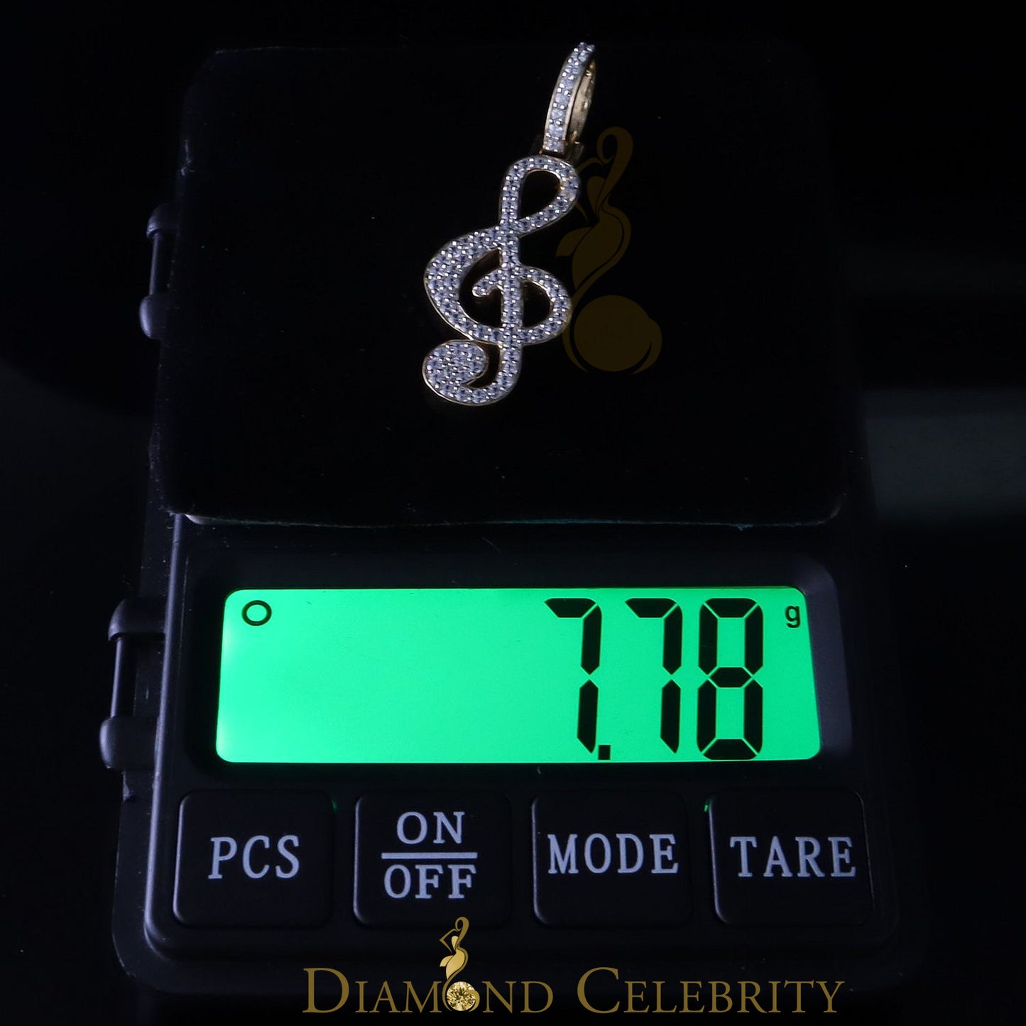 DiamondCelebritees Promise 925 Yellow Sterling Silver MUSIC SIGN Pendant with 2.34ct Cubic Zirconia