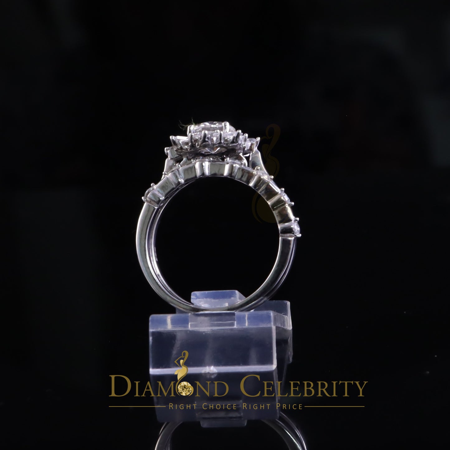 DiamondCelebritees New Womens 925 Silver White 1.25ct VVS 'D' Round Solitaire Moissanite Ring SZ 7