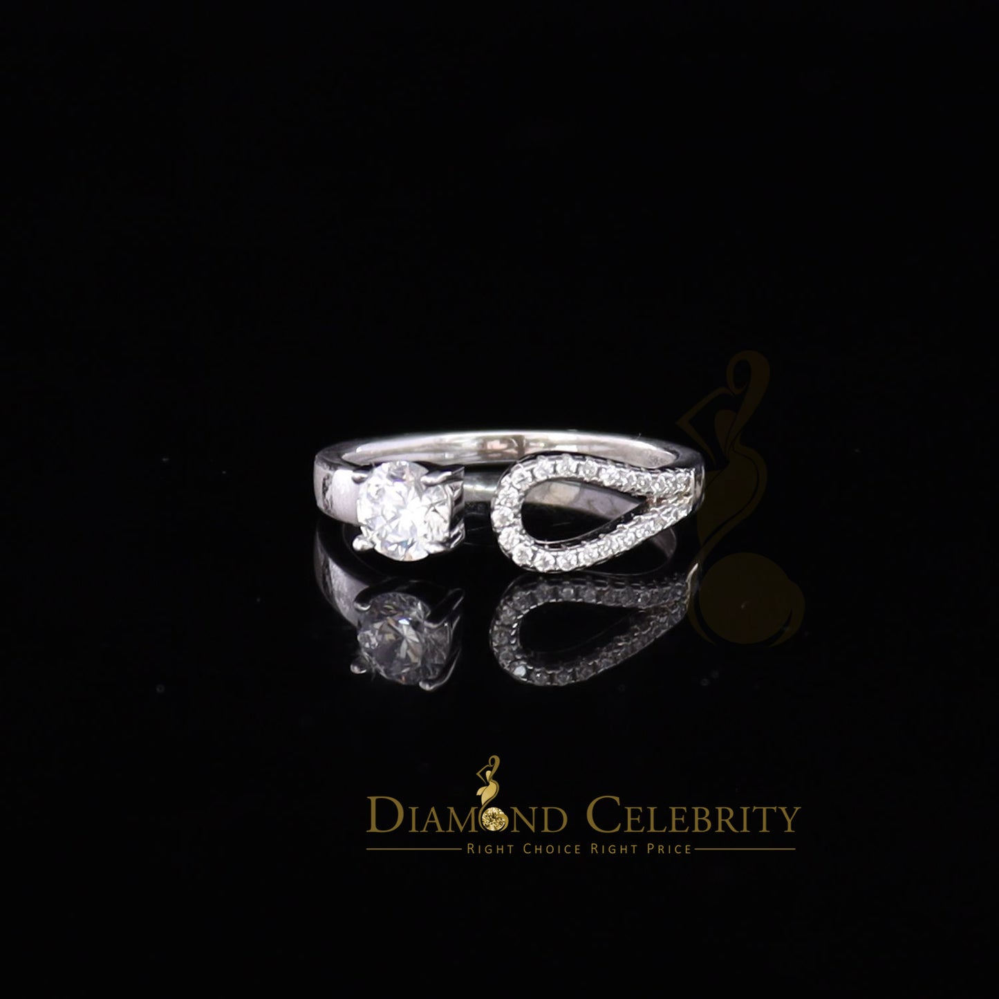 DiamondCelebritees 925 Sterling White Silver 1.00ct Cubic Zirconia Engagement Womens Ring Size 7