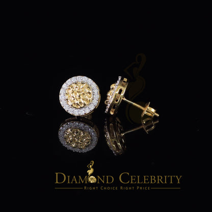 DiamondCelebritees 1.50ct Moissanite Yellow 925 Sterling Silver Women's Circle Shape Nugget Earring