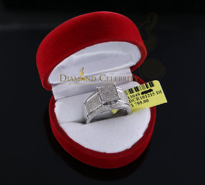 DiamondCelebritees 0.33 CT Real Diamond 925 Sterling White Silver Shine Womens Square Ring Size 7