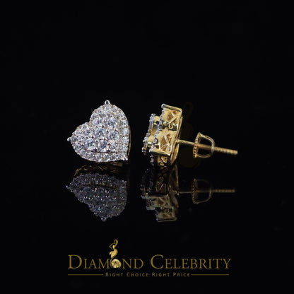 DiamondCelebritees  925 Sterling Yellow Silver 1.64ct Cubic Zirconia Heart Women's Stud Earrings