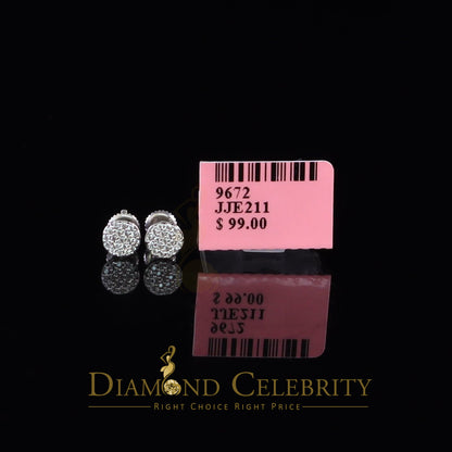 DiamondCelebritees  925 White Silver Aretes Para Hombre 0.30ct Cubic Zirconia Women's Round Earrings