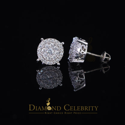 DiamondCelebritees  1.96ct Cubic Zirconia Aretes Para Hombre 925 White Silver Women's Round Earring