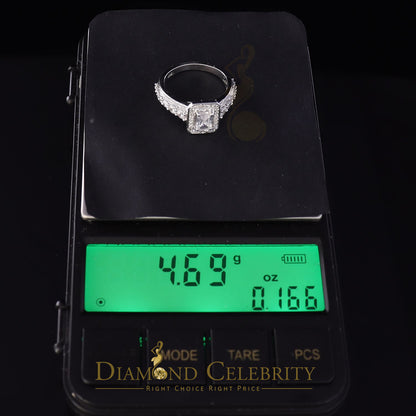 DiamondCelebritees Iced Out White 3.50ct Cubic Zirconia 925 Silver Square Engagement Rings Size 7