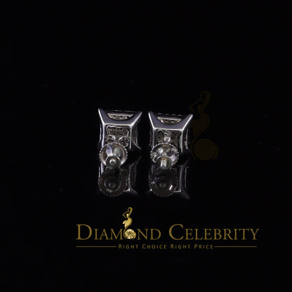 DiamondCelebritees  White Sterling Silver Women & Men 0.72ct Cubic Zirconia Square Stud Earrings