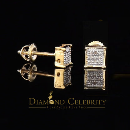 DiamondCelebritees 925 Sterling Silver 0.05ct Genuine Diamond Women's & Men's Yellow Square Earring