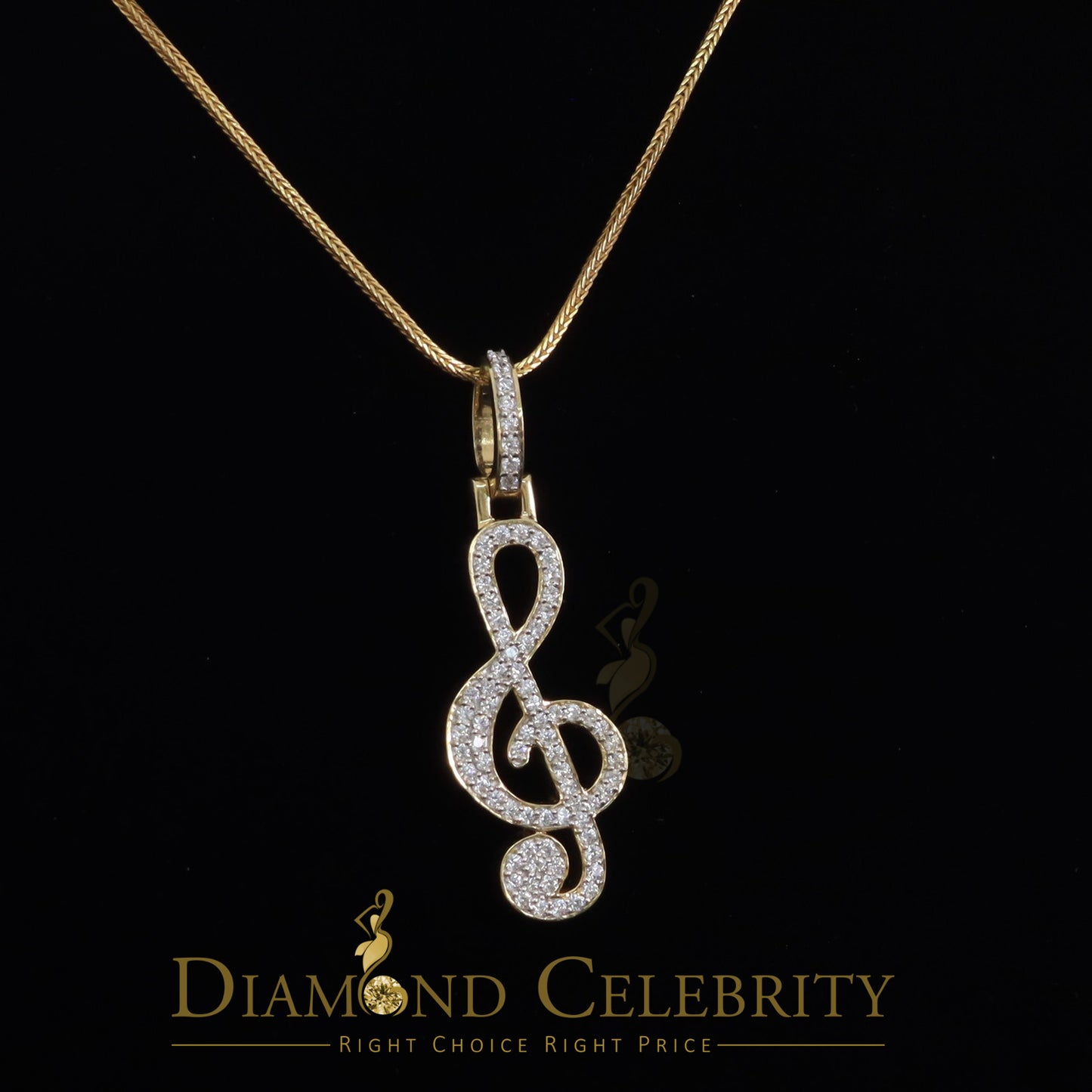 DiamondCelebritees Promise 925 Yellow Sterling Silver MUSIC SIGN Pendant with 2.34ct Cubic Zirconia