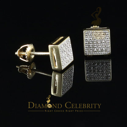 DiamondCelebritees 925 Yellow Sterling Silver 0.15ct Diamond For Women's & Men's Square Earrings